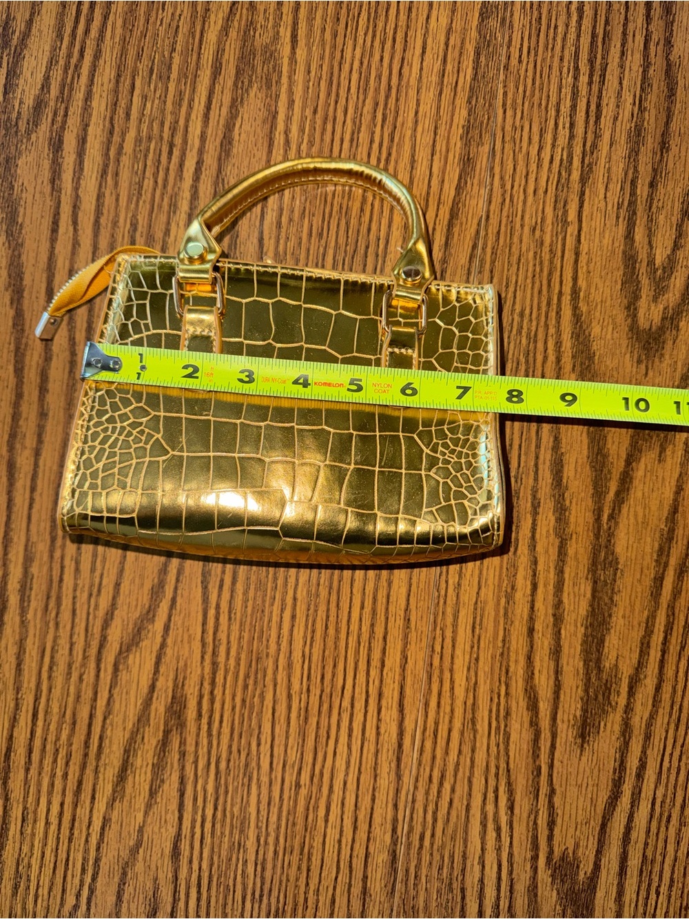 Gold Croc-Embossed Mini Tote Handbag